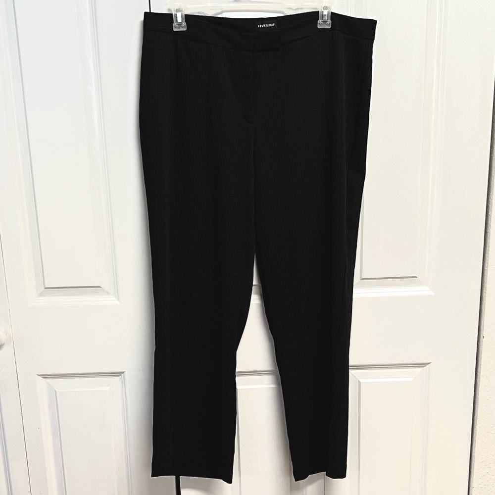 Courtenay Black &Blue Ribbed Straight-Leg Trousers Pants Plus Size 20W